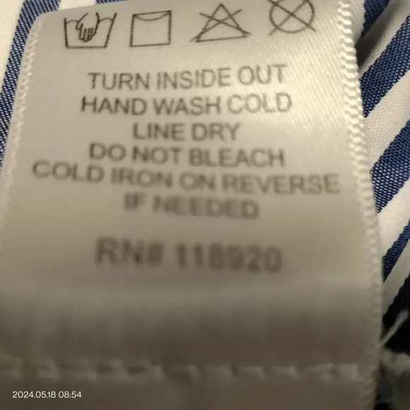 Lucy Paris size Large Blue White Striped Embroidered Shift Button Up Dress - Picture 8 of 11